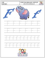 f harfi çizgi çalışması